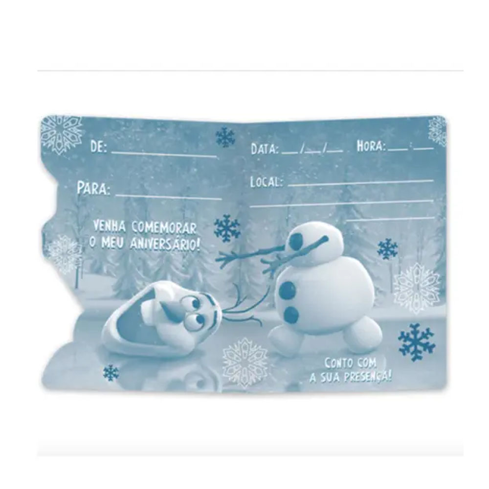 Foto 2 de Convite p/ festas disney frozen olaf pacote c/ 8und regina