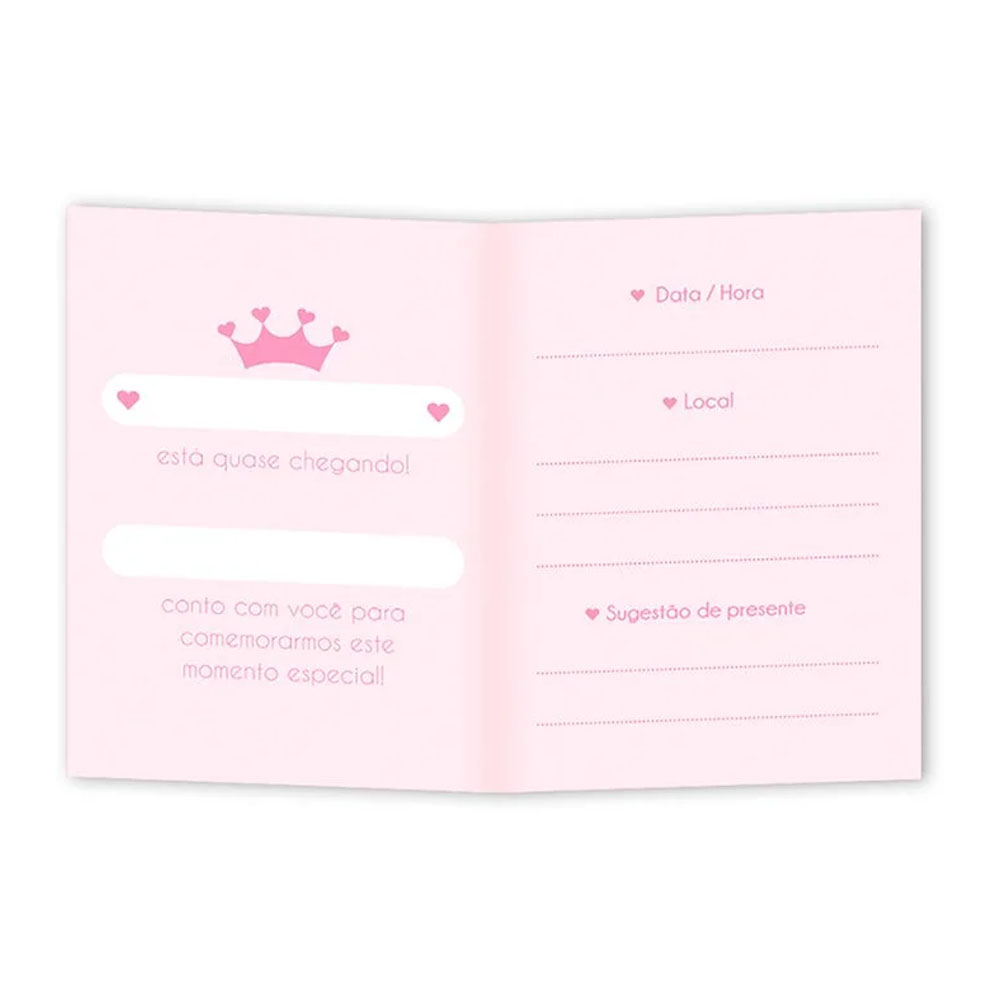 Foto 2 de Convite p/ chá de bebe menina princesa 10und regina