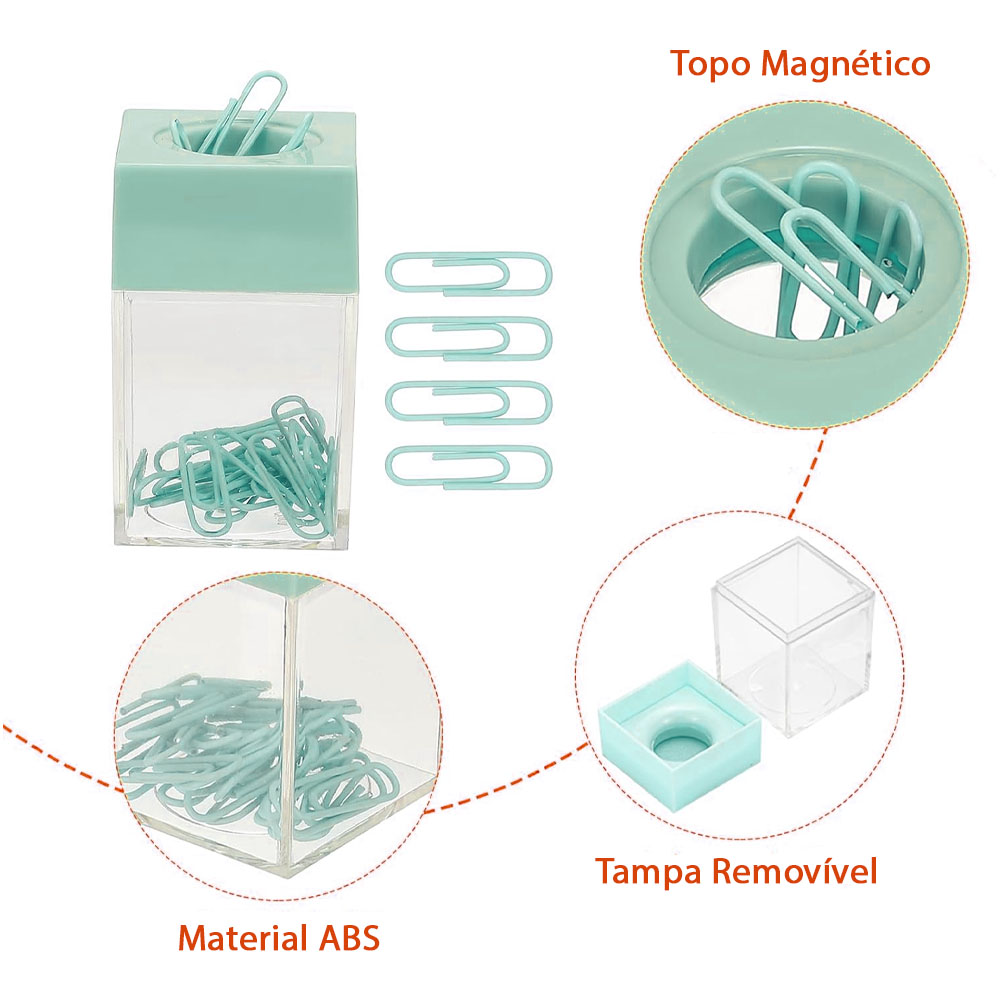 Foto 3 de Porta clips magnético 60 clips 28mm candy colors verde vmp