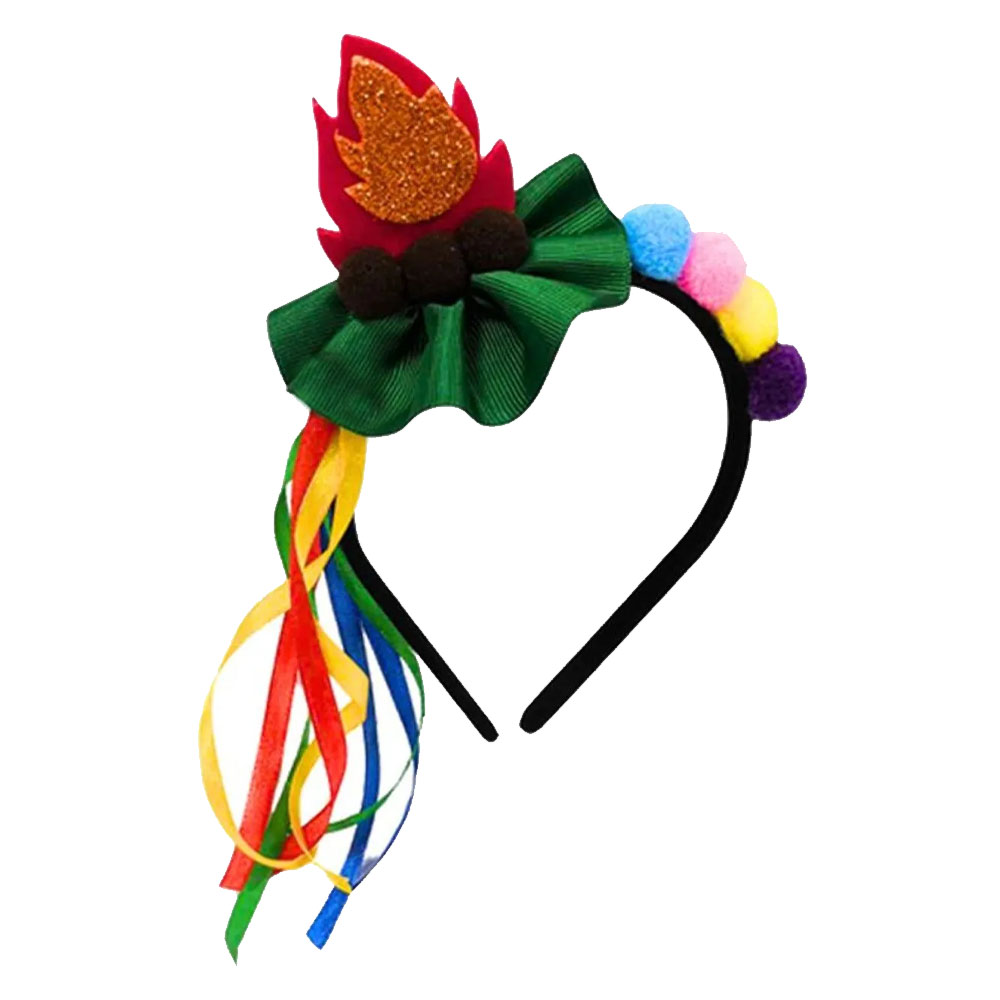 Foto 2 de Tiara festa junina com fogueira sortida trabalhada fitas