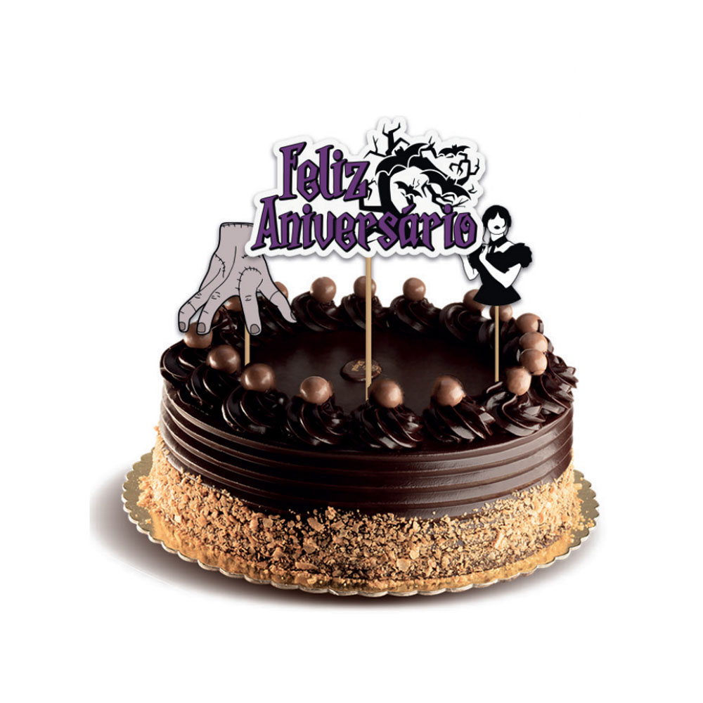 Foto 2 de Topo de bolo wandinha addams wednesday c/ 3 unidades