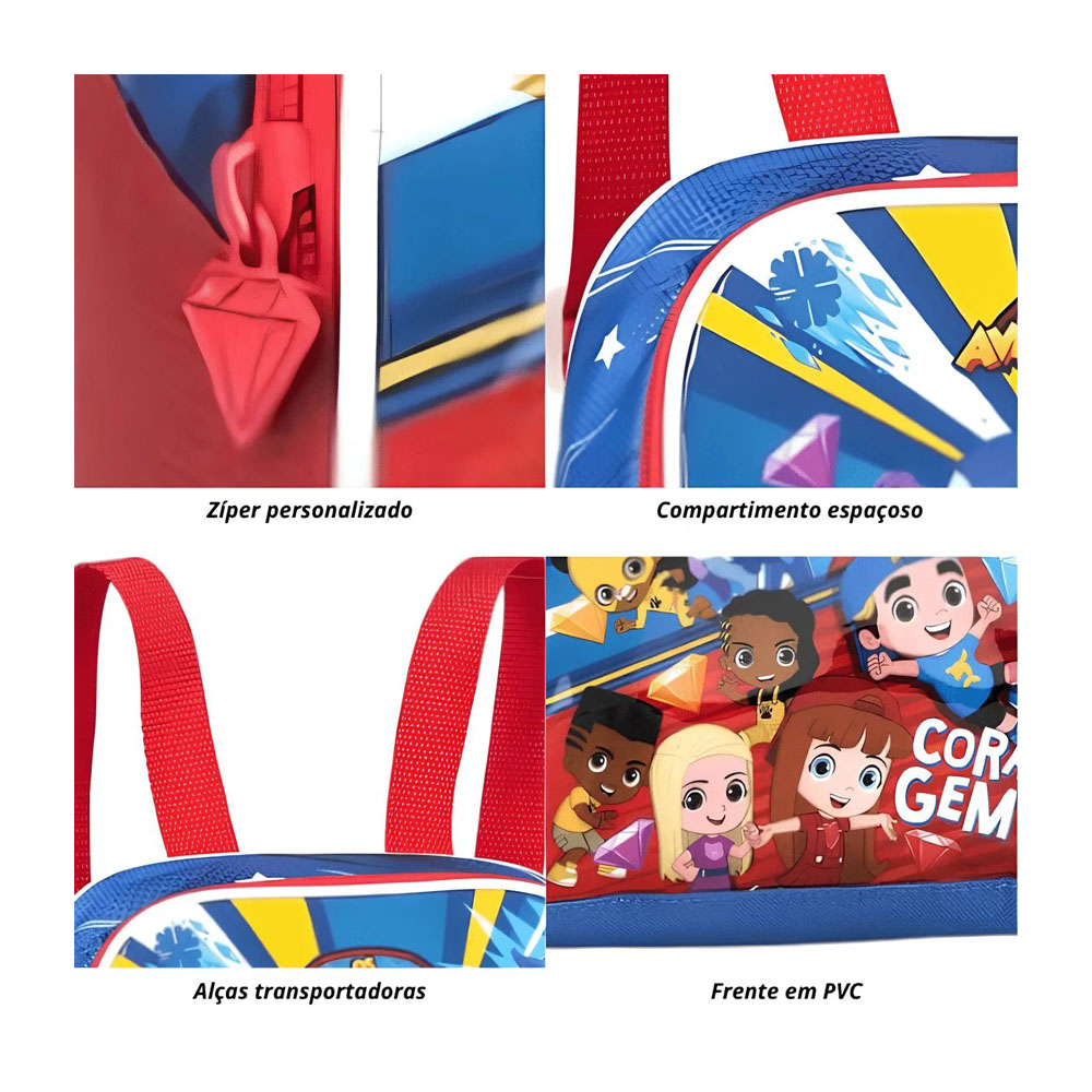 Foto 2 de Lancheira térmica escolar c/ alça os aventureiros azul clio