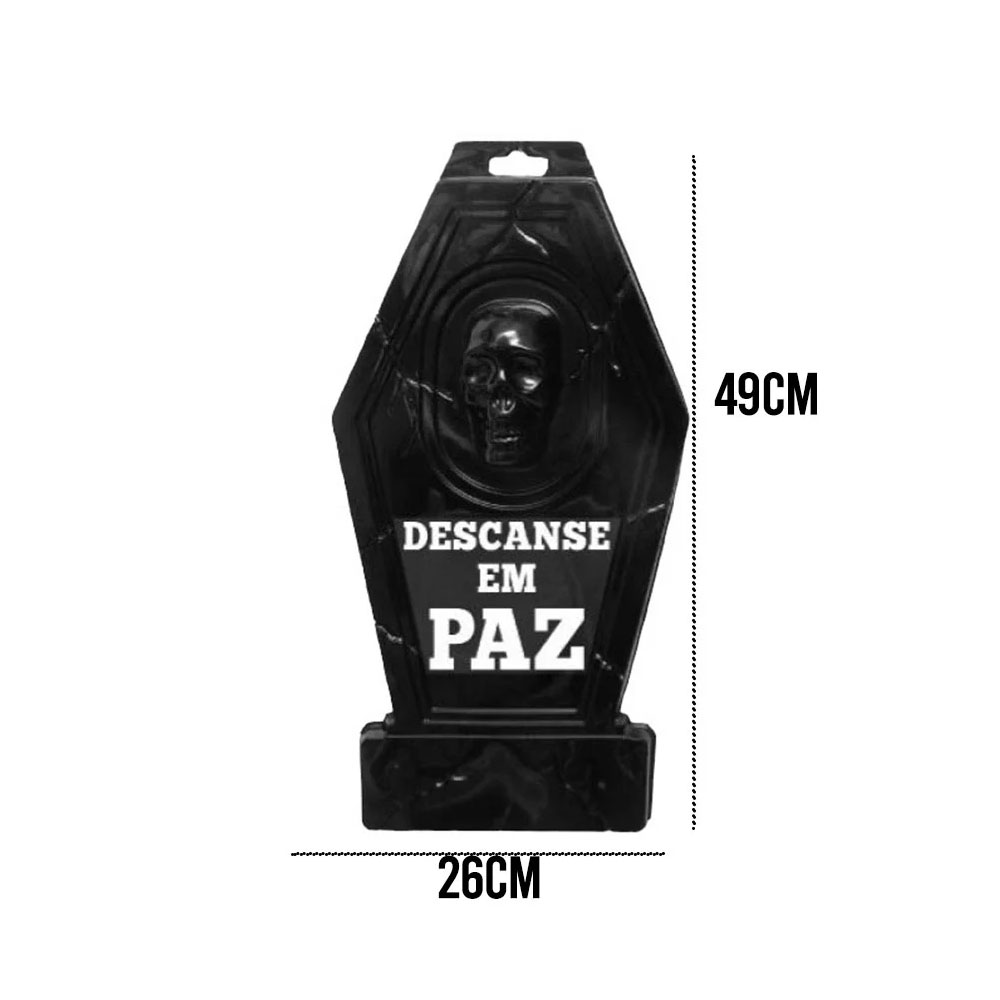 Foto 2 de Lápide 50cm descanse em paz plástico preta halloween