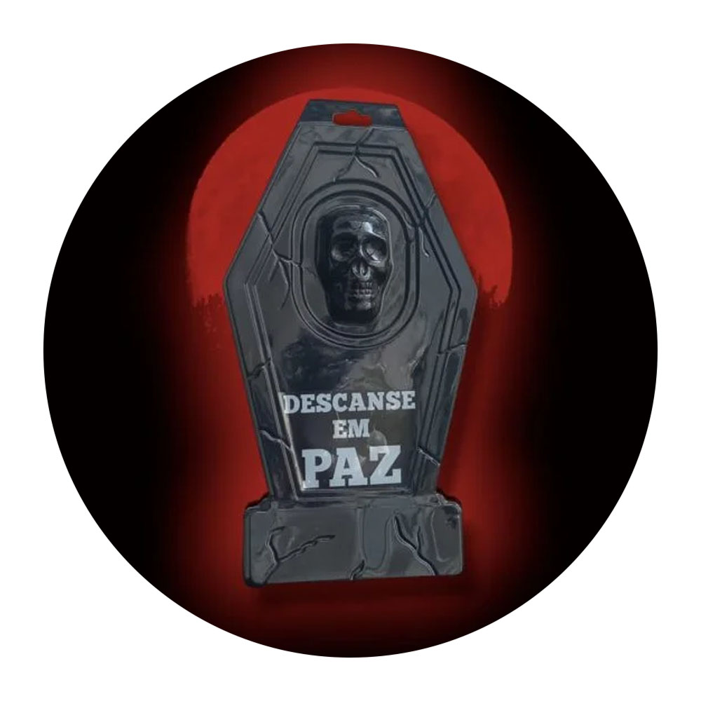 Foto 3 de Lápide 50cm descanse em paz plástico preta halloween