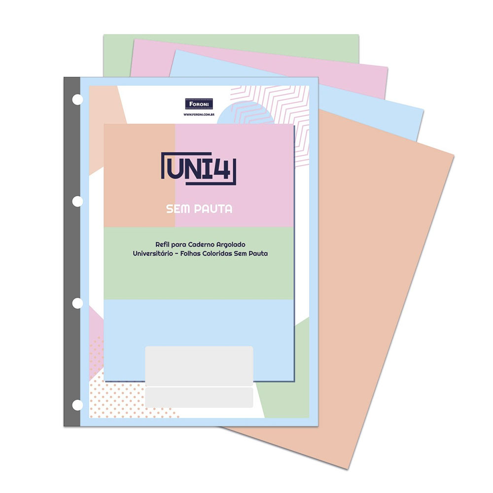 Foto 2 de Bloco fichário univ 60fls sem pauta colors uni4 foroni