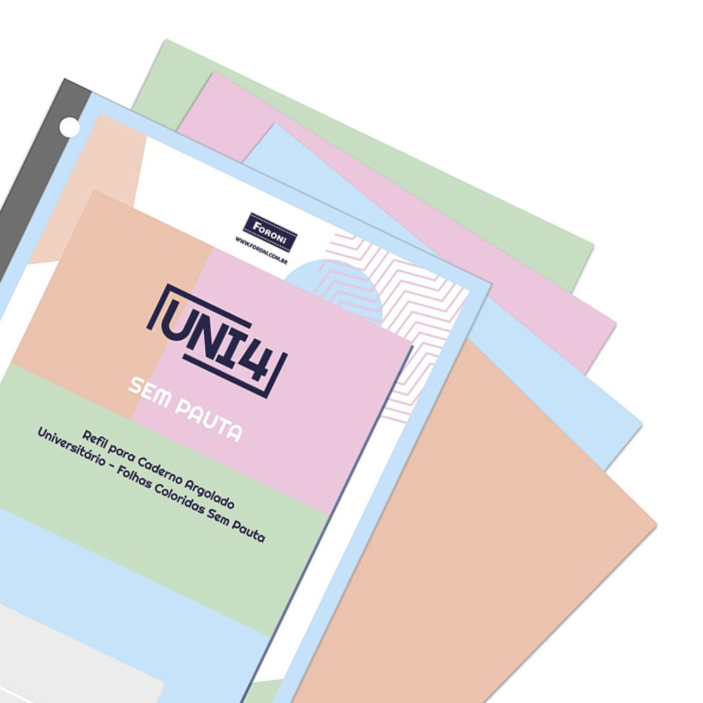 Foto 3 de Bloco fichário univ 60fls sem pauta colors uni4 foroni
