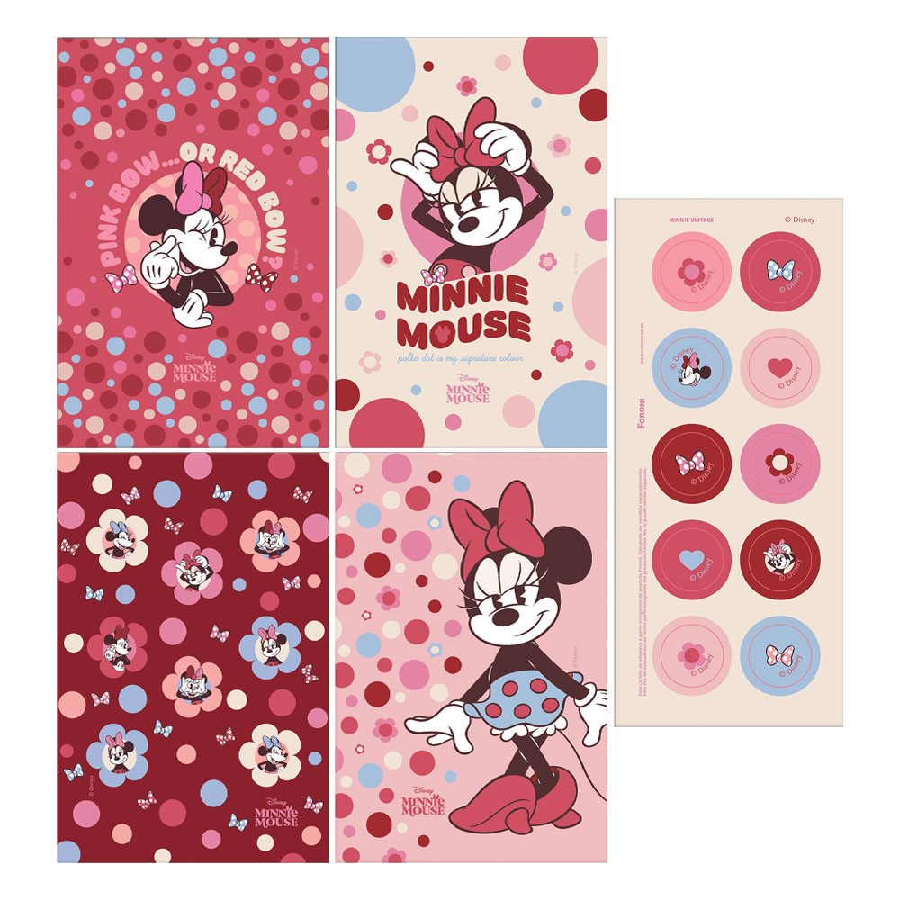 Foto 2 de Kit 8 cards 8 envelopes 1 cartela de adesivos minnie foroni
