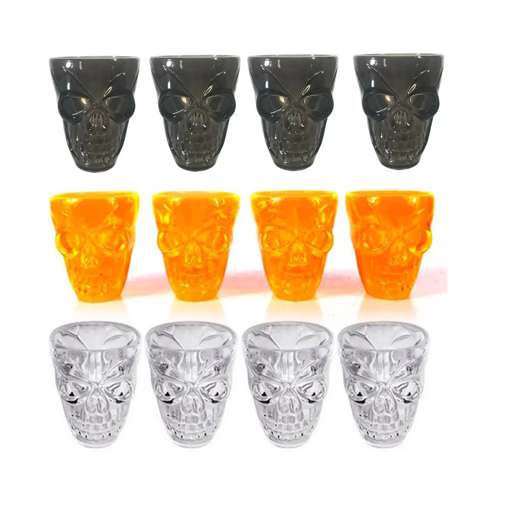 Foto 2 de Copo dose shot caveira kit c/ 4und cor sortida halloween ydh