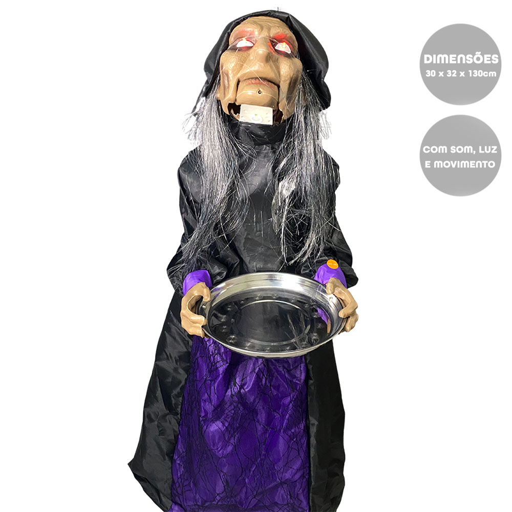 Foto 4 de Boneca bruxa horripilante som luz movimento halloween ydh