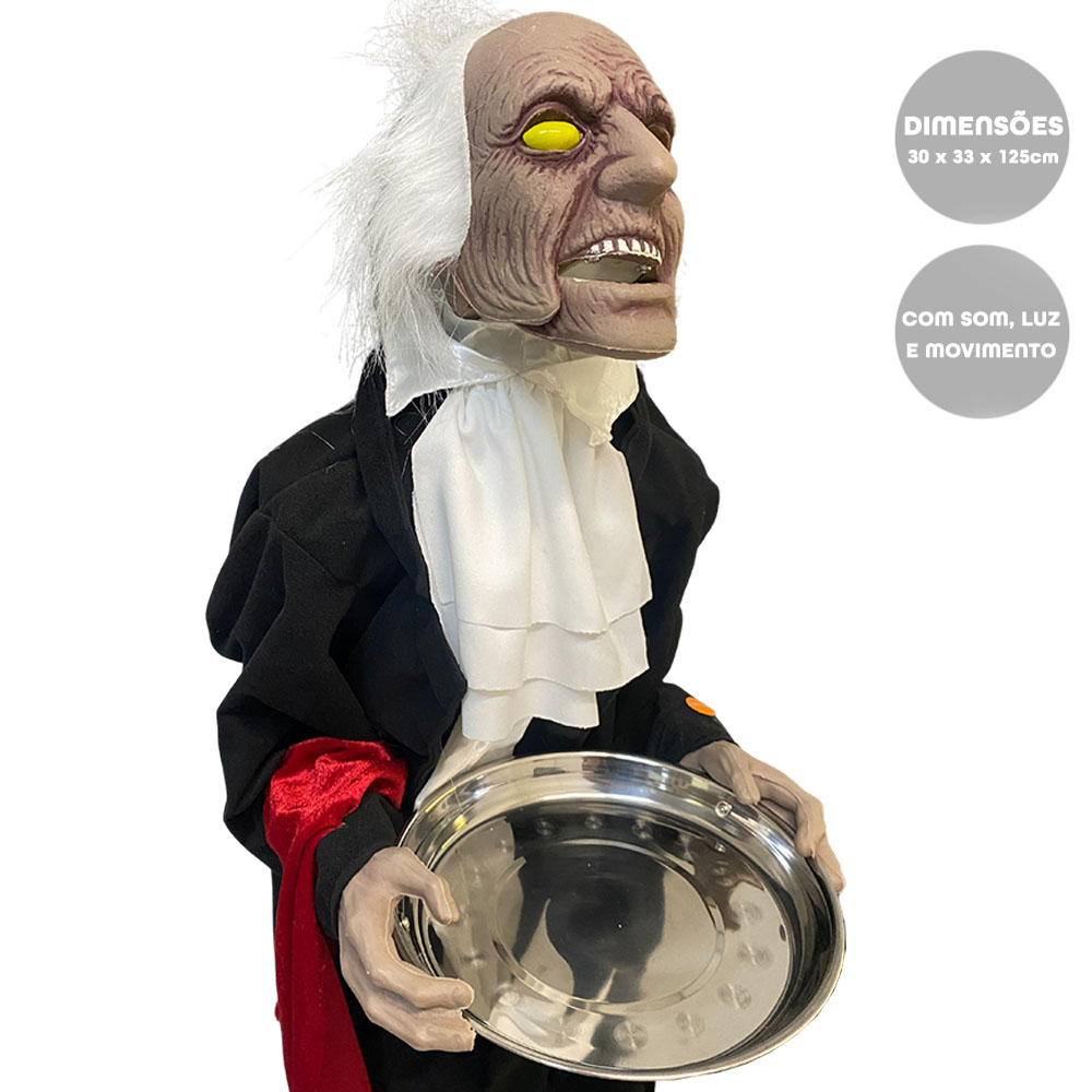 Foto 4 de Boneco mordomo horripilante som luz movimento halloween ydh