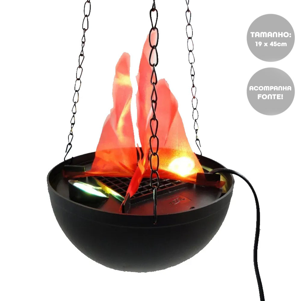 Foto 4 de Fogueira elétrica p/ pendurar chama artificial led halloween