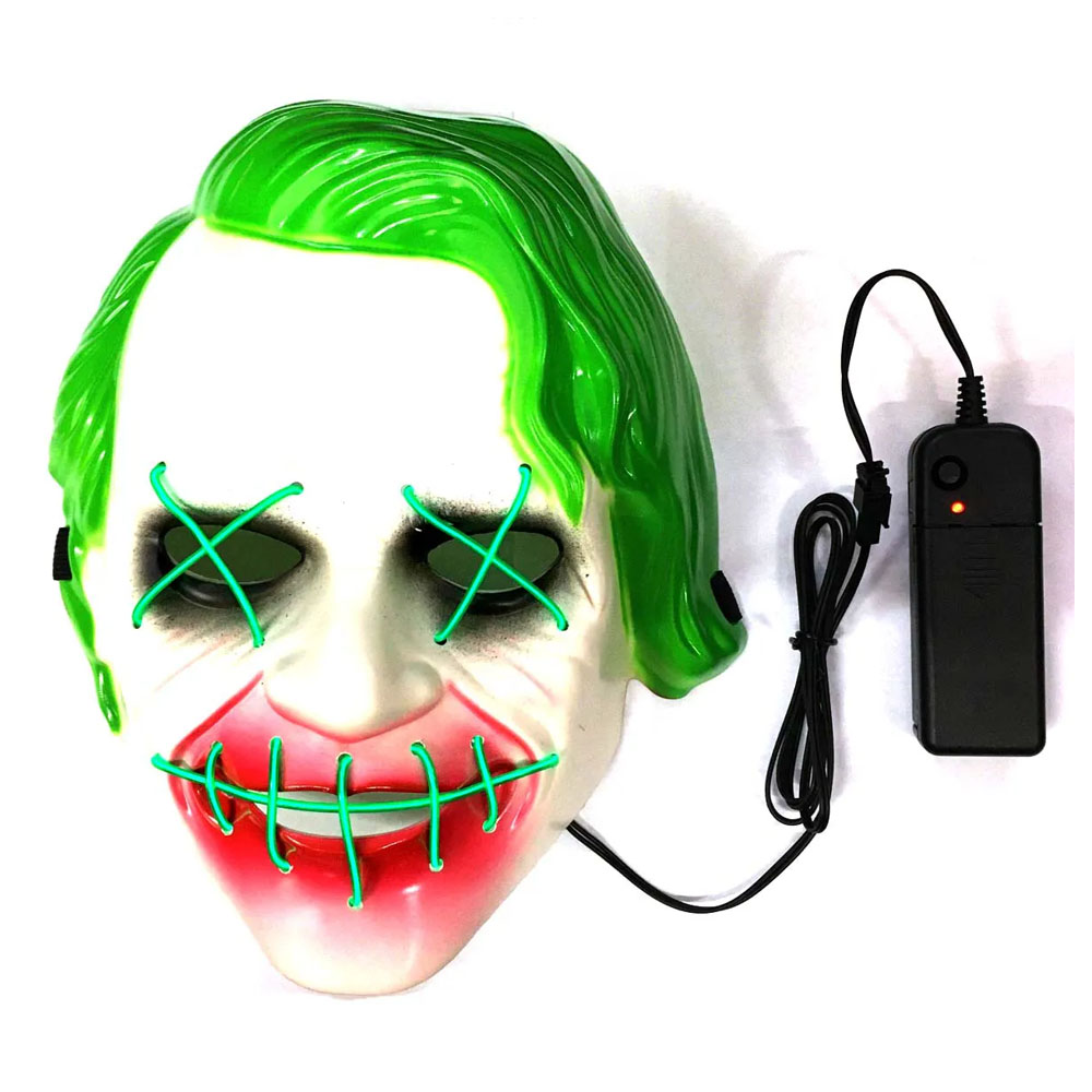 Foto 2 de Máscara coringa com led verde halloween fantasia