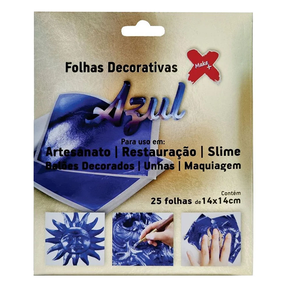 Foto 2 de Folhas metalizadas 14x14cm com 25 folhas azul make+