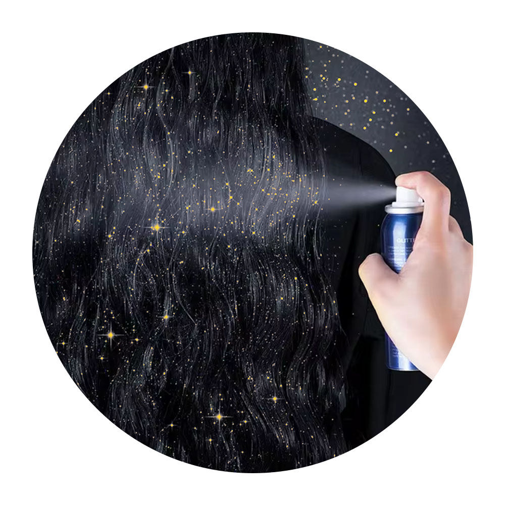 Foto 2 de Tinta spray cabelo 120ml brilho/glitter dourado make loko