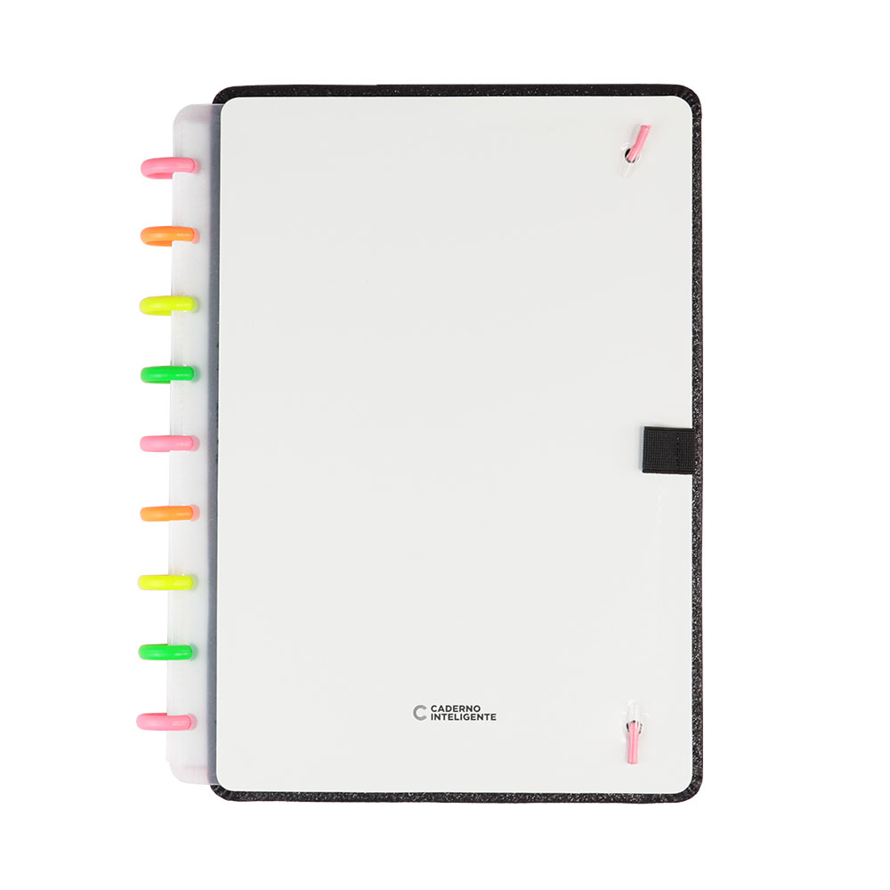 Foto 3 de Caderno inteligente let´s glitter neon preto médio 80 folhas