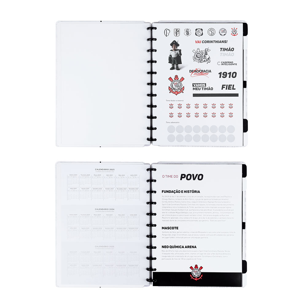 Foto 2 de Caderno inteligente grande 80fls corinthians timão branco