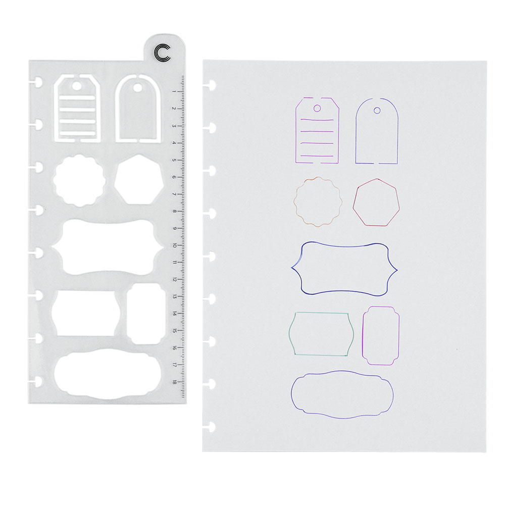 Foto 2 de Régua stencil criativa transparente 19cm caderno inteligente