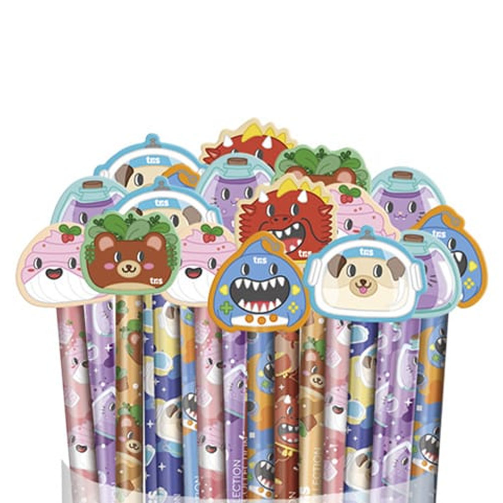 Foto 2 de Lápis grafite com borracha topper animalucos hb tris