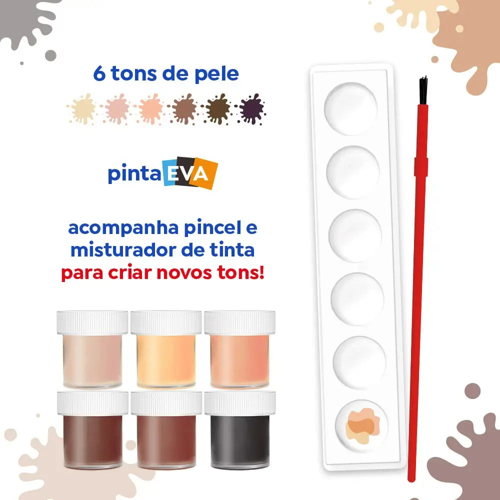 Foto 3 de Tinta guache tons de pele 6 cores 15ml c/ pincel e gode tris