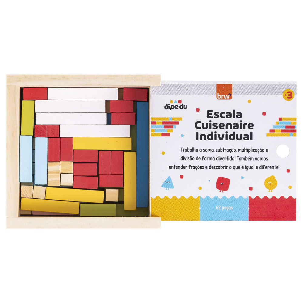 Foto 2 de Jogo didático escala cuisenaire individual 62pçs dipedu brw