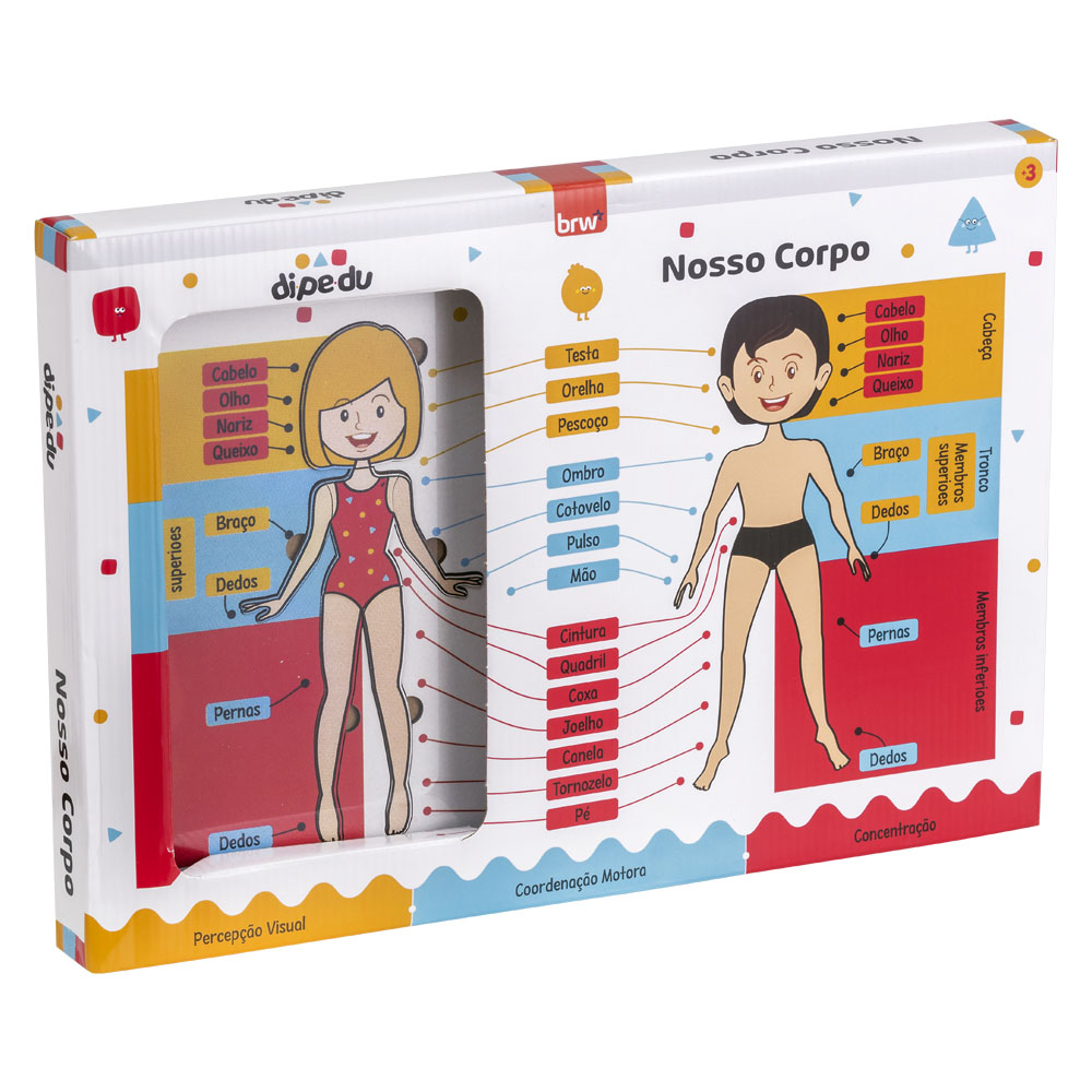 Foto 3 de Jogo didático nosso corpo c/ 12 peças dipedu brw
