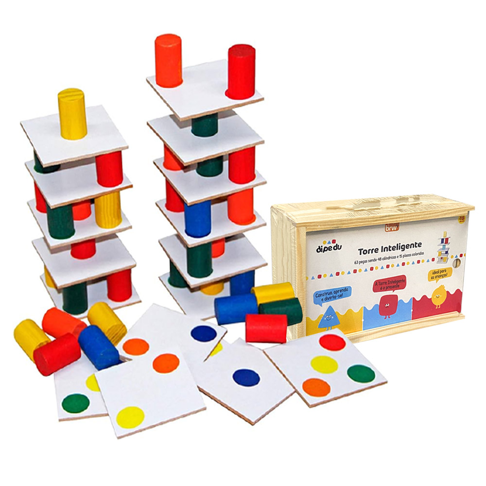 Foto 3 de Torre inteligente educativo com 63 peças dipedu brw