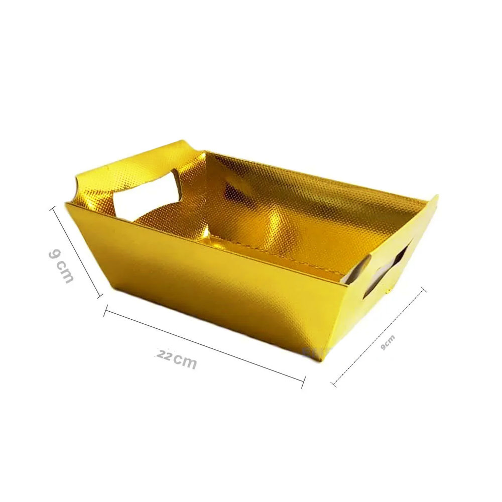 Foto 3 de Kit cesta cristalino ouro tam m 22x15x9cm cromus