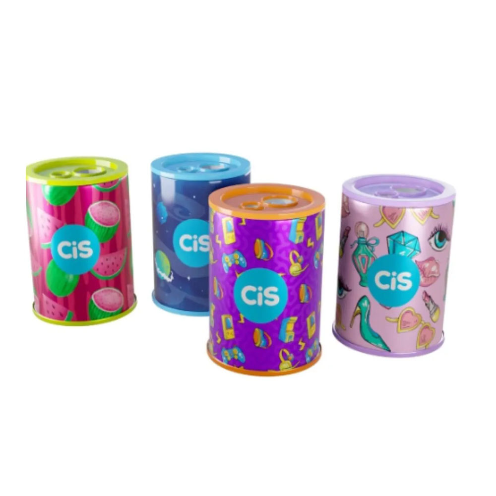 Foto 2 de Apontador escolar de lata deposito 2 furos 1und sortido cis