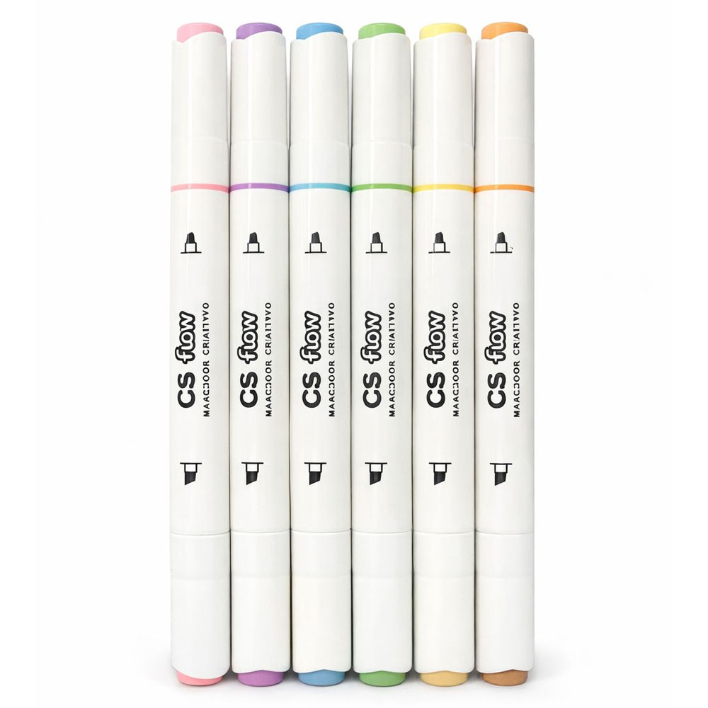 Foto 2 de Caneta marcador flow dual graf 6 cores pastel cis