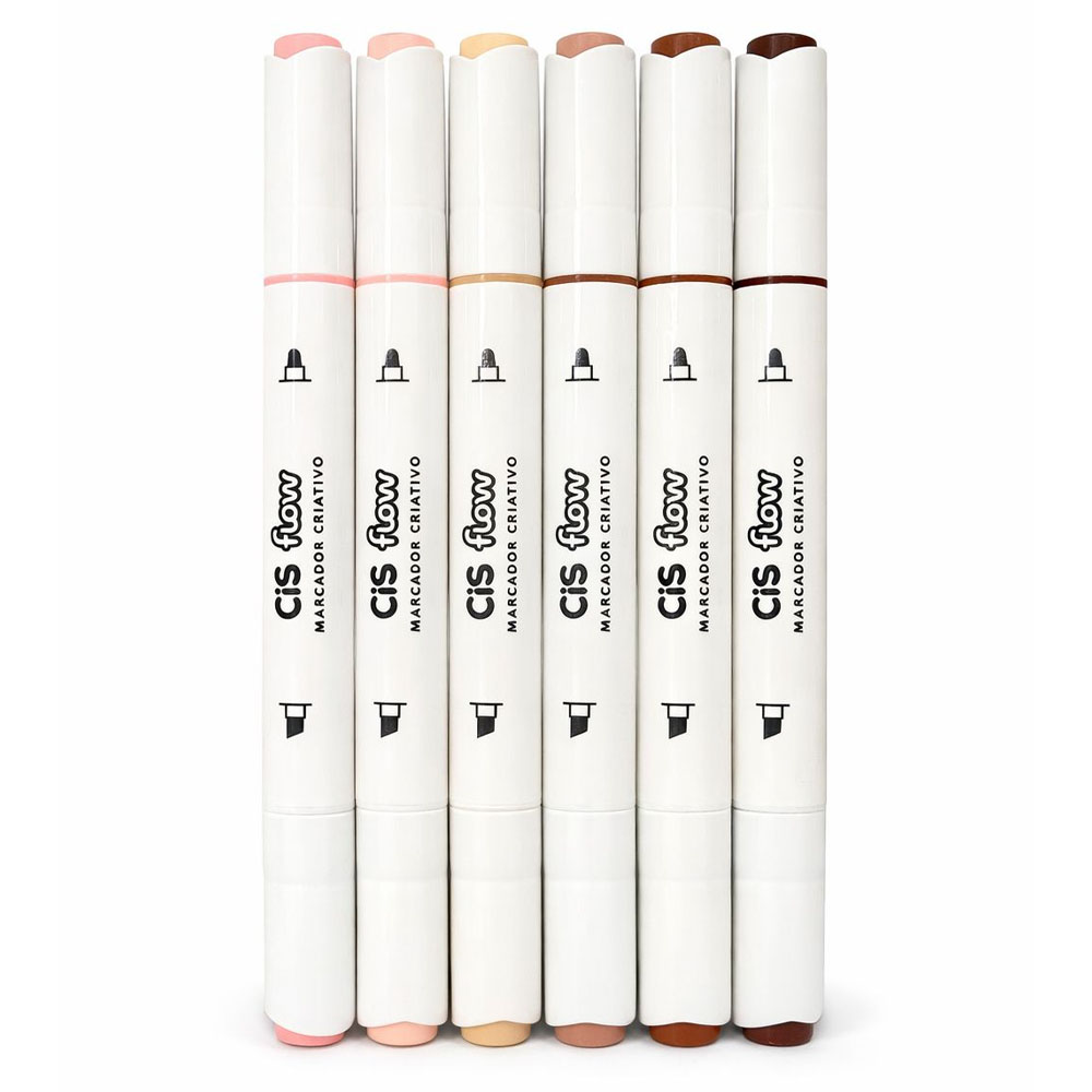 Foto 2 de Caneta marcador flow dual graf 6 cores tons de pele cis