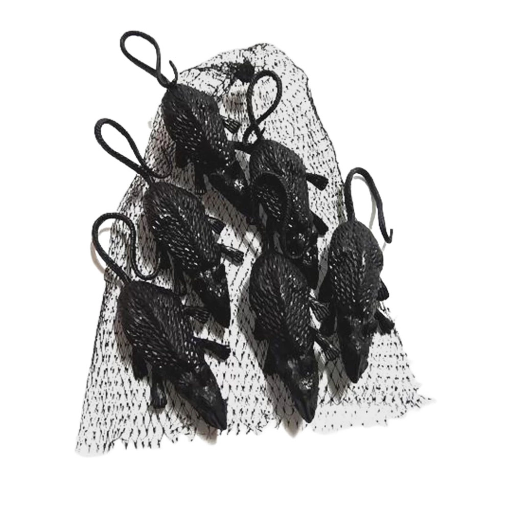 Foto 2 de Kit ratos borracha c/ 6 unidades pequenos preto halloween