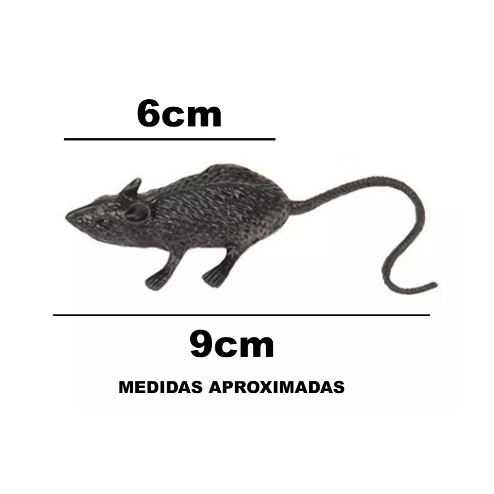 Foto 3 de Kit ratos borracha c/ 6 unidades pequenos preto halloween