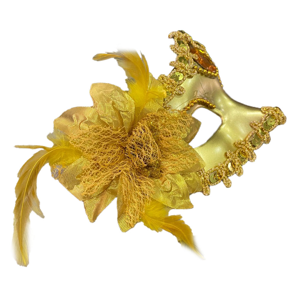 Foto 2 de Máscara veneza c/ flor lateral dourada fantasia baile