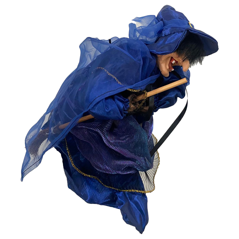 Foto 3 de Bruxa com vassoura 40cm luz som mov cores sortidas halloween