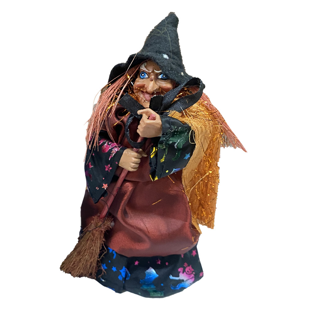 Foto 3 de Bruxa com vassoura na base 18cm 1und sortida halloween