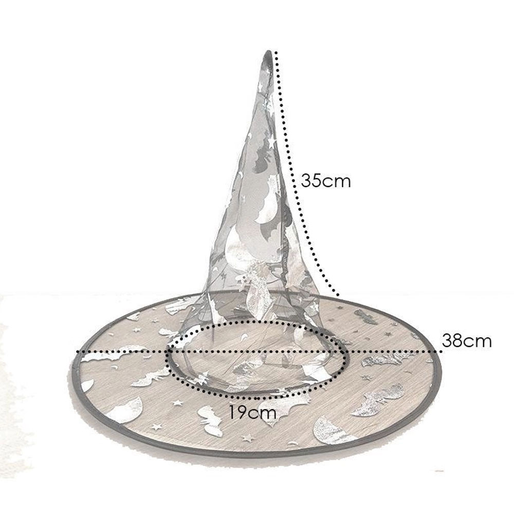 Foto 3 de Chapéu de bruxa nylon decorado transparente 1und sortido