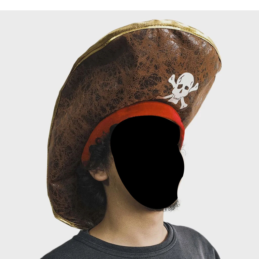 Foto 2 de Chapéu pirata dobrável marrom fantasia halloween festa