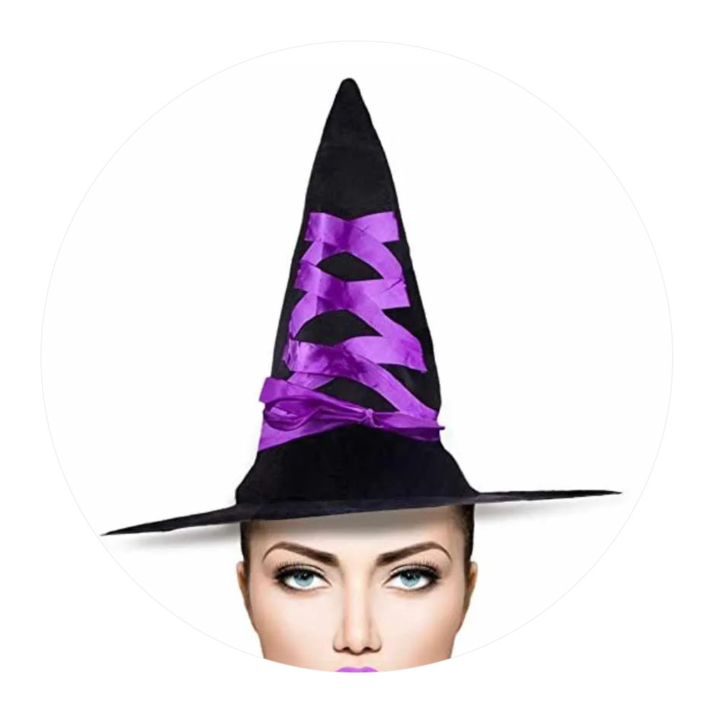 Foto 2 de Chapéu bruxa veludo c/ fita cetim 1und cor sortida halloween