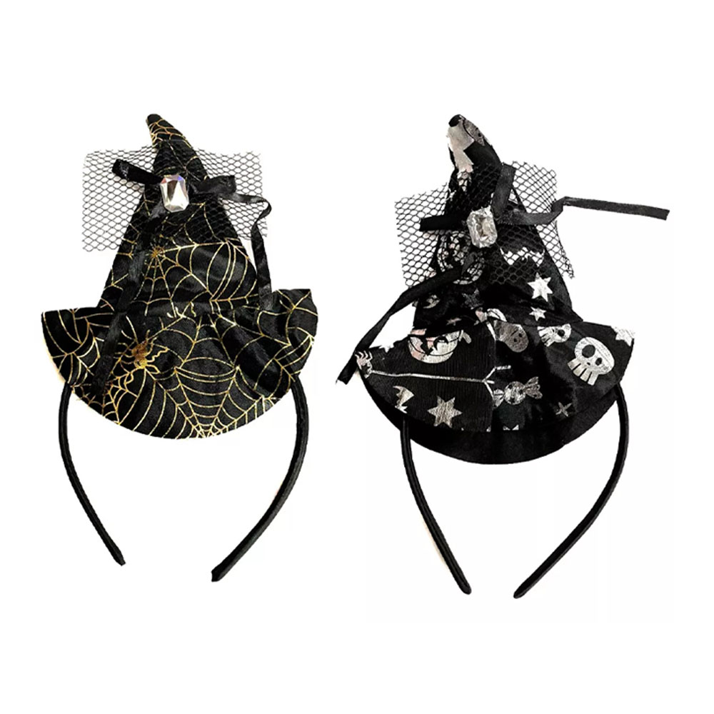 Foto 2 de Tiara c/ mini chapéu de bruxa pedra 1und sortido halloween