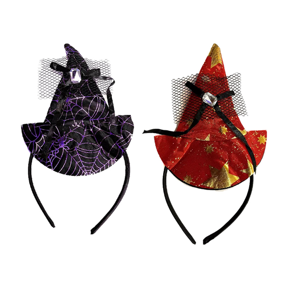 Foto 3 de Tiara c/ mini chapéu de bruxa pedra 1und sortido halloween