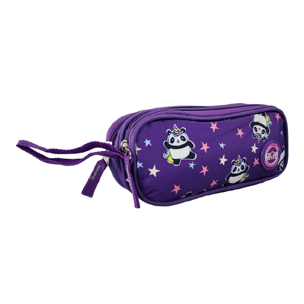 Foto 2 de Estojo 2 divisórias cross style panda unicórnio roxo clio