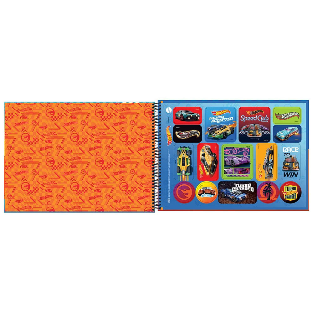 Foto 2 de Caderno cartografia 80fls hot wheels laranja azul tilibra