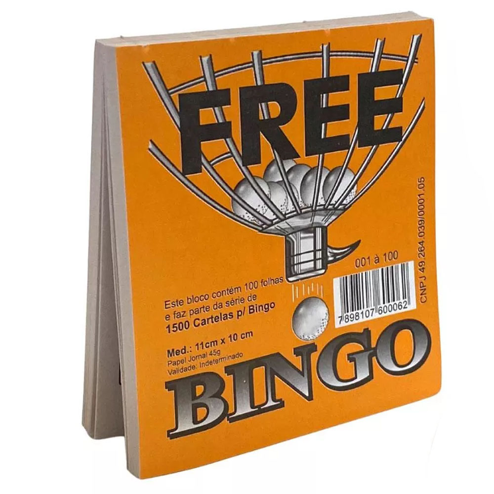 Foto 2 de Pacote com 15 blocos cartela free para bingo 10x11cm 100fls